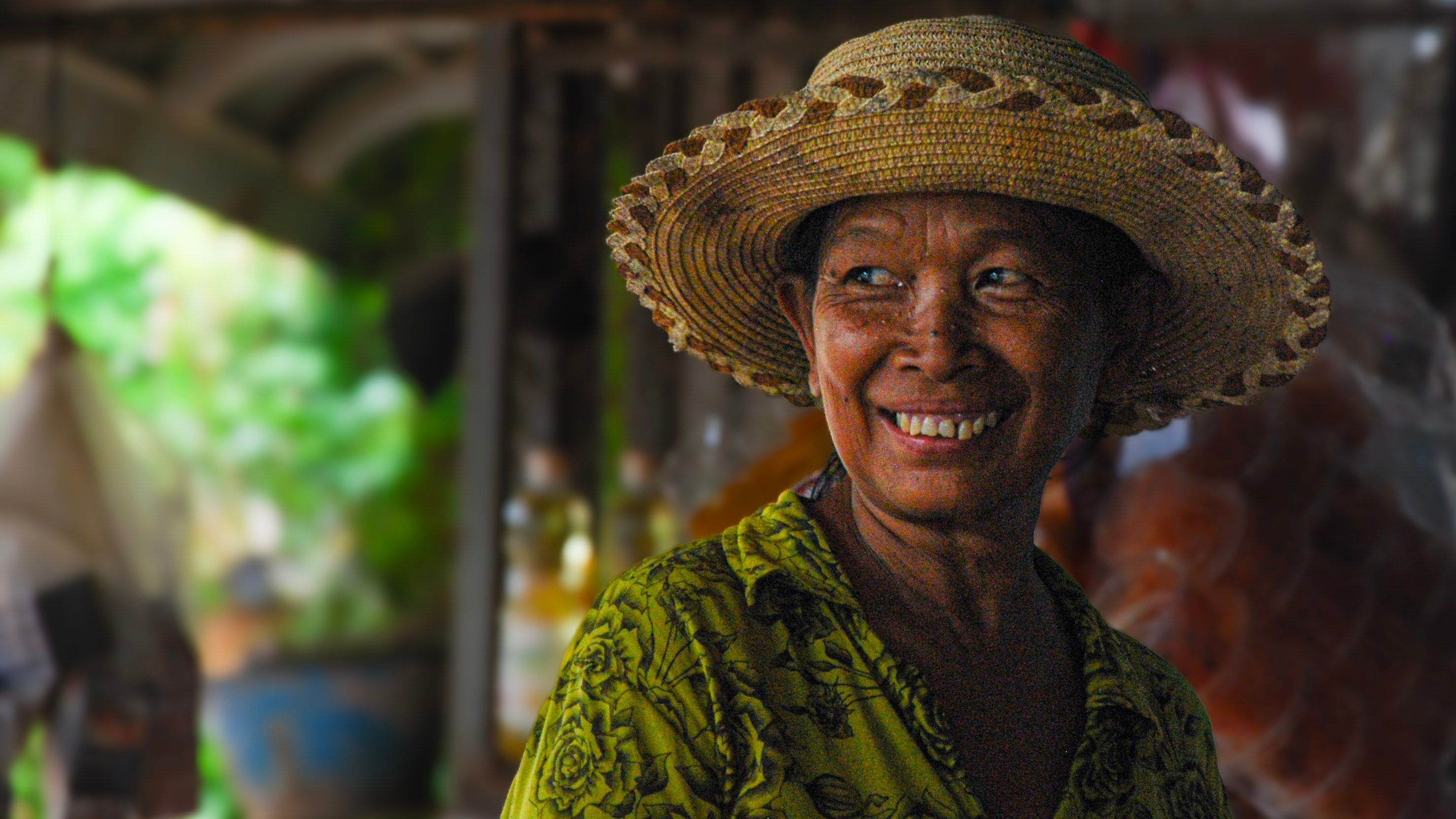 A Kampot villager smiling at the camera